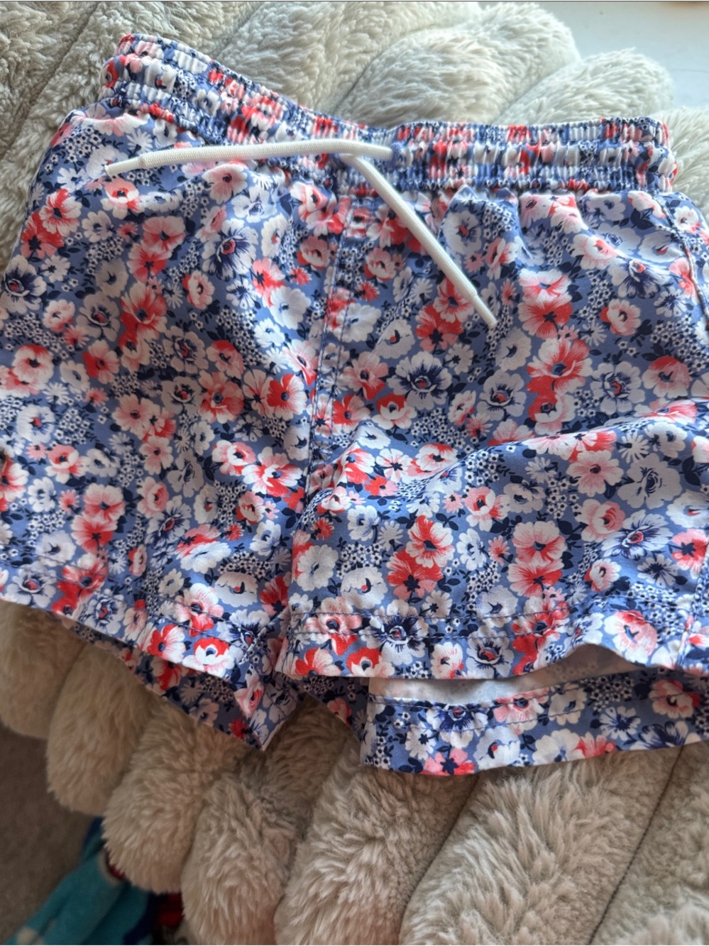 Janie and Jack Blue & Pink Floral Drawstring Shorts